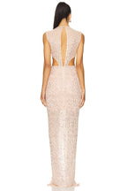 Blush Sequin Cutout Maxi Dress H7077