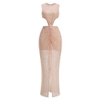 Blush Sequin Cutout Maxi Dress H7077
