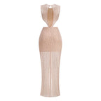 Blush Sequin Cutout Maxi Dress H7077