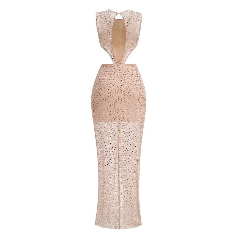 Blush Sequin Cutout Maxi Dress H7077