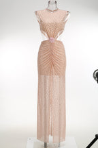 Blush Sequin Cutout Maxi Dress H7077