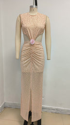 Blush Sequin Cutout Maxi Dress H7077