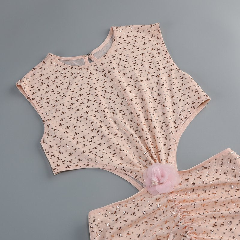 Blush Sequin Cutout Maxi Dress H7077