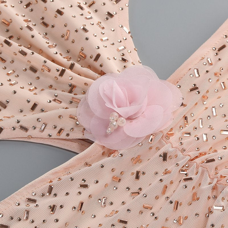Blush Sequin Cutout Maxi Dress H7077