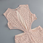 Blush Sequin Cutout Maxi Dress H7077