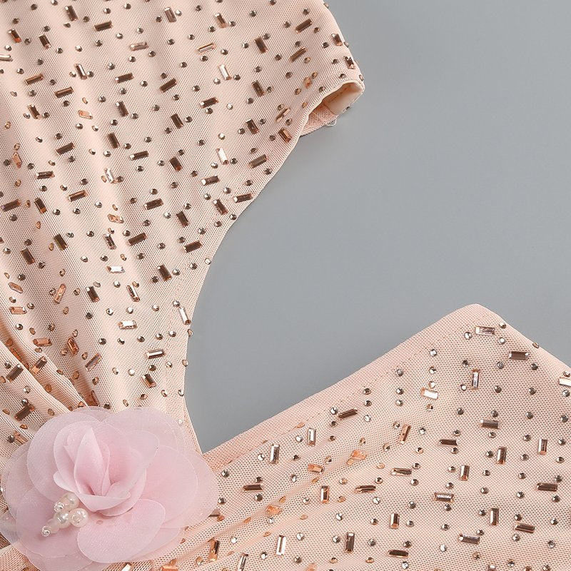 Blush Sequin Cutout Maxi Dress H7077
