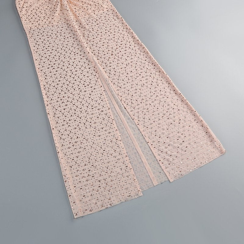 Blush Sequin Cutout Maxi Dress H7077