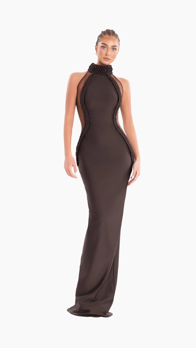 Braided Halter Sheath Gown H6843