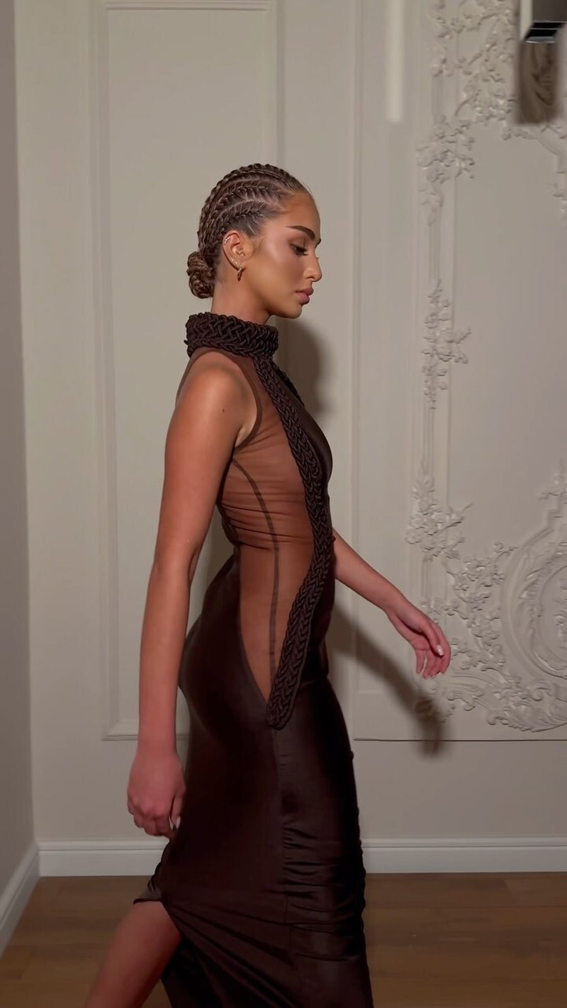 Braided Halter Sheath Gown H6843