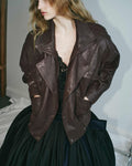 Brown Leather Moto Jacket H7024