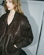 Brown Leather Moto Jacket H7024