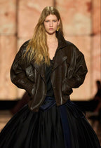Brown Leather Moto Jacket H7024
