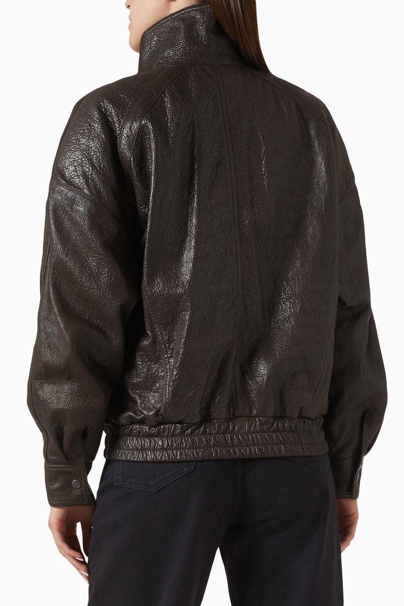 Brown Leather Moto Jacket H7024