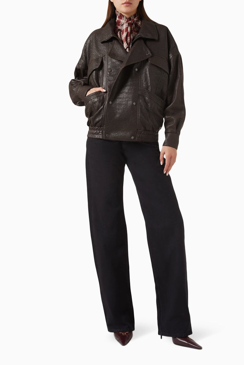 Brown Leather Moto Jacket H7024