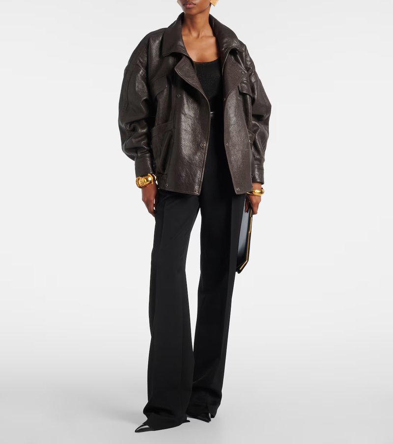 Brown Leather Moto Jacket H7024