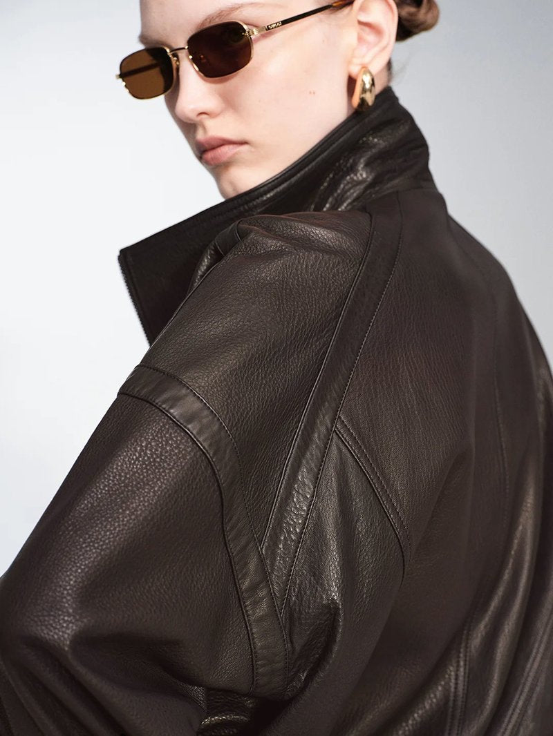 Brown Leather Moto Jacket H7024