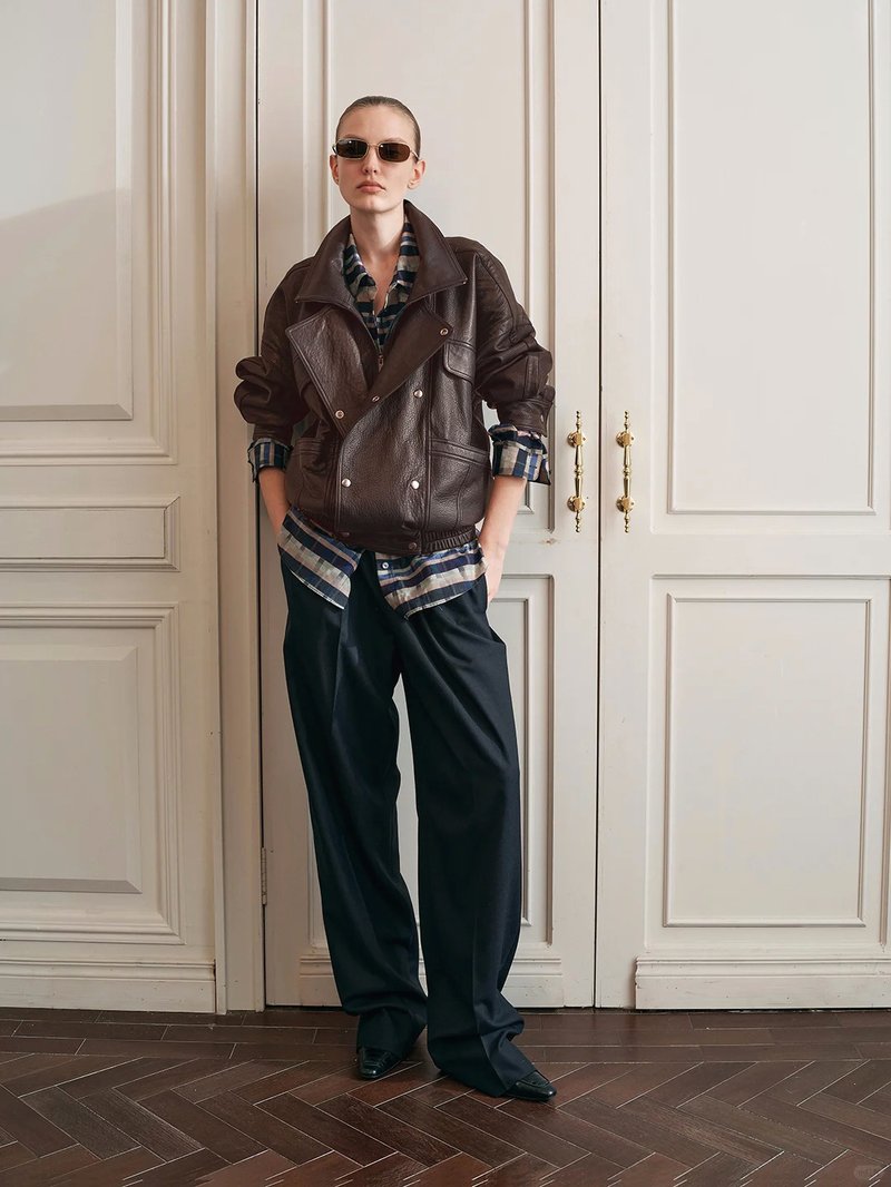 Brown Leather Moto Jacket H7024