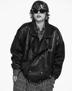 Brown Leather Moto Jacket H7024