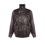 Brown Leather Moto Jacket H7024