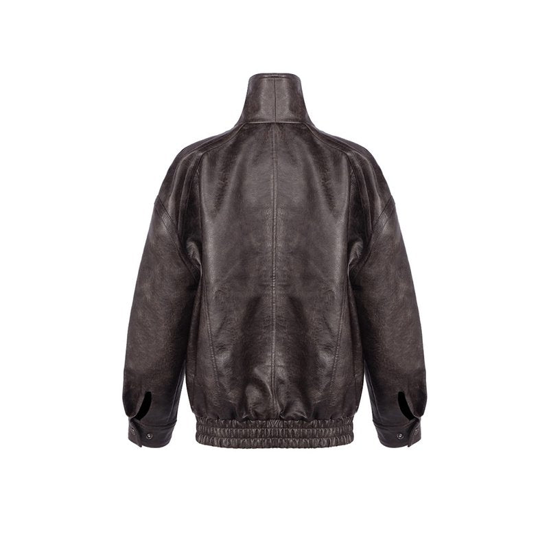 Brown Leather Moto Jacket H7024
