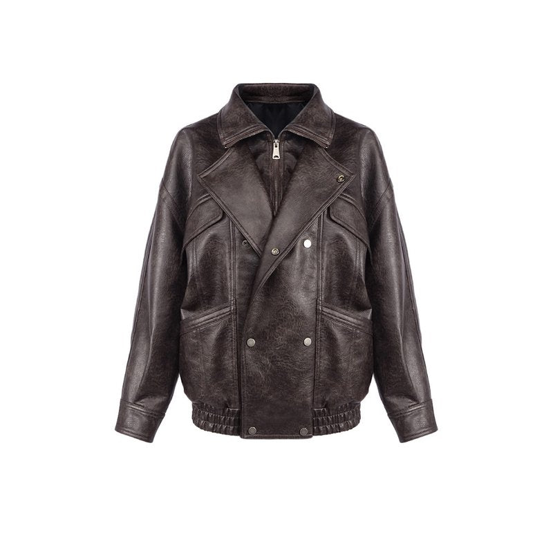Brown Leather Moto Jacket H7024