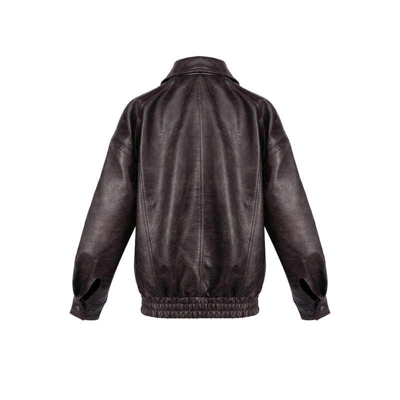 Brown Leather Moto Jacket H7024