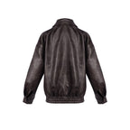 Brown Leather Moto Jacket H7024