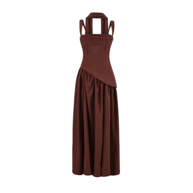 Fashion Burgundy Asymmetric Slit Maxi Dress H7160