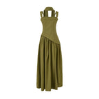 Fashion Burgundy Asymmetric Slit Maxi Dress H7160
