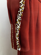 Burgundy Cape Embellished Mermaid Gown H7056