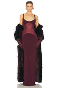 Burgundy Sheer Panel Maxi Dress H6642