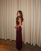 Burgundy Sheer Panel Maxi Dress H6642