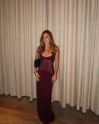 Burgundy Sheer Panel Maxi Dress H6642