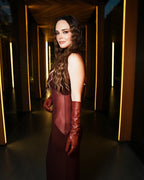 Burgundy Sheer Panel Maxi Dress H6642