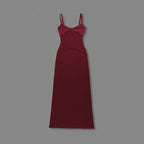 Burgundy Sheer Panel Maxi Dress H6642