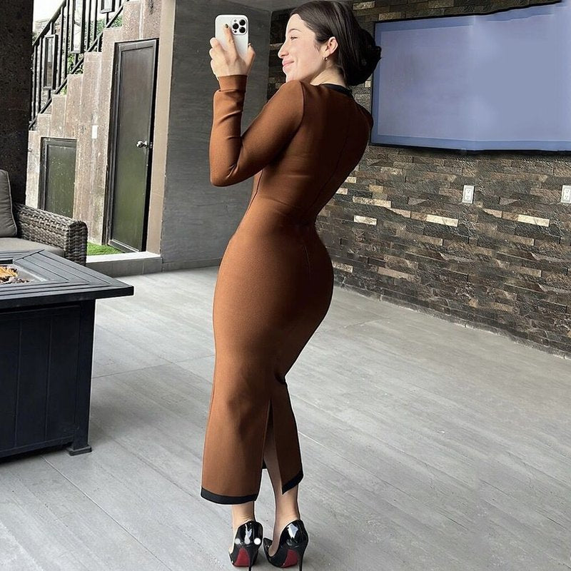 Button Front Knit Midi Dress H6242