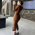 Button Front Knit Midi Dress H6242