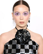 Checkerboard Sequin Halter Maxi Dress H6569