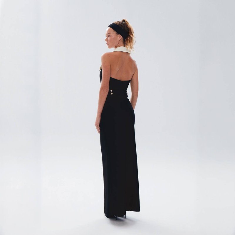 Collar Pearl Button Sleeveless Dress H6506