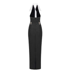 Collar Pearl Button Sleeveless Dress H6506