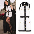 Collar Sleeveless Button Front Dress H6093