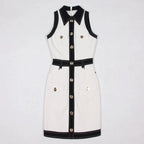 Collar Sleeveless Button Front Dress H6093
