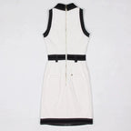 Collar Sleeveless Button Front Dress H6093