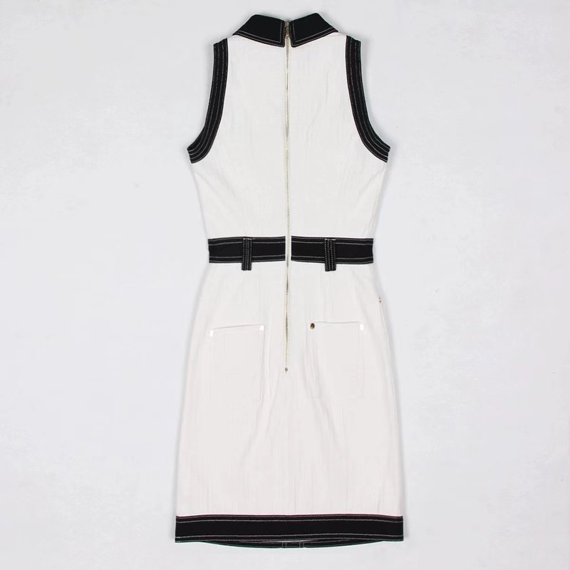 Collar Sleeveless Button Front Dress H6093