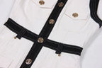 Collar Sleeveless Button Front Dress H6093