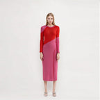 Color Block Knit Midi Dress H6695