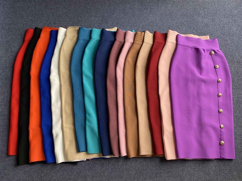 Colorful Button Front Pencil Skirts H217