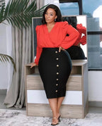 Colorful Button Front Pencil Skirts H217