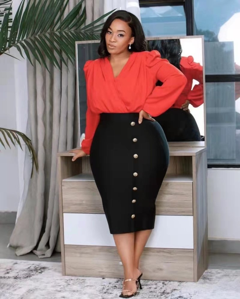 Colorful Button Front Pencil Skirts H217