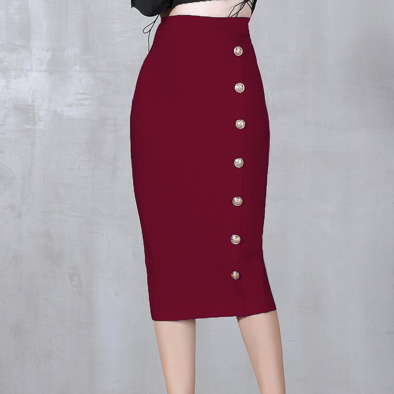 Colorful Button Front Pencil Skirts H217